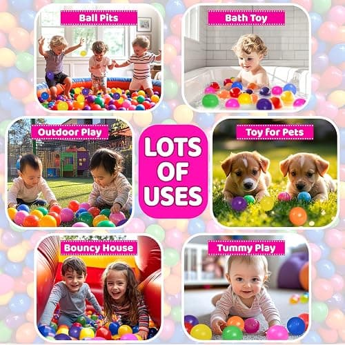 Ball Pit Balls for Toddlers with Storage Bag - 7 Bright Colors, Crush Proof, Great Play Toys for Tents, Pools, and Party thumbnail 7