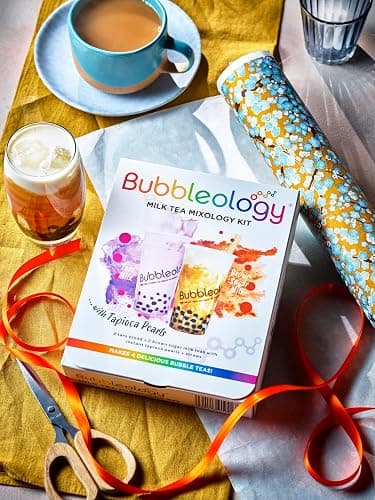 Bubbleology Milk Tea Mixology Kit with Tapioca Pearls (Pack of 1) Makes 4 Delicious Bubble Teas | 2 Brown Sugar Milk & 2 Taro Milk with Instant Tapioca Pearls thumbnail 5