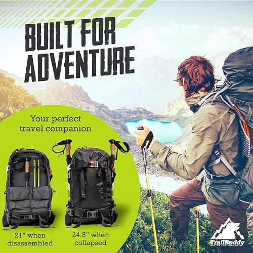 TrailBuddy Trekking Poles – Lightweight 7075 Aluminum Hiking Poles for Women, Men & Seniors – Collapsible Walking Sticks for Travel, Trails & Balance thumbnail 2