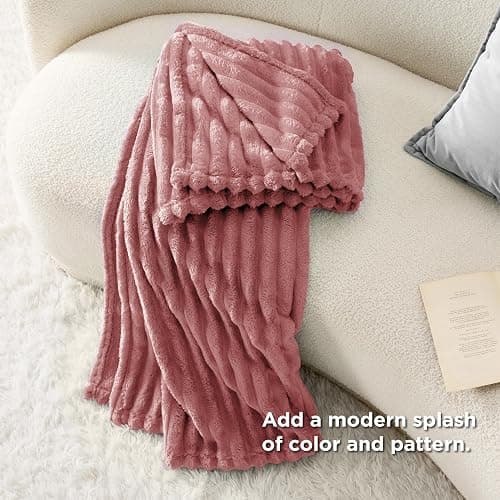 Bedsure GentleSoft Brick Dust Fleece Throw Blanket for Couch - Cozy Soft Blankets for Women, Cute Small Throws for Girls, 50x60 Inches thumbnail 6