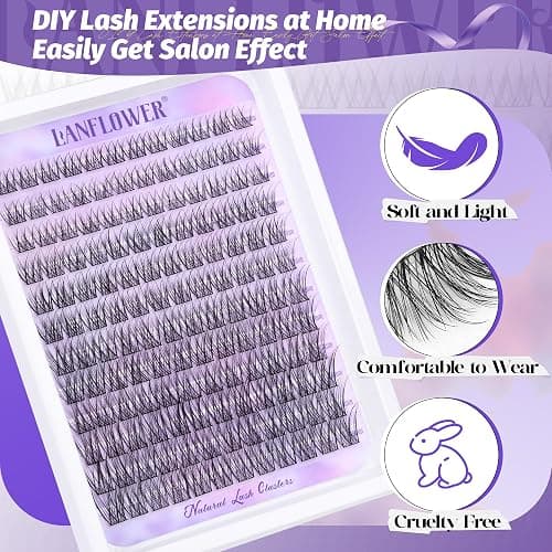Wispy Lash Clusters Natural Eyelash Clusters C Curved Individual Lashes 10-16mm Cluster Eyelash Extensions Soft Lash Extension DIY at Home Cluster Lashes by Lanflower thumbnail 5