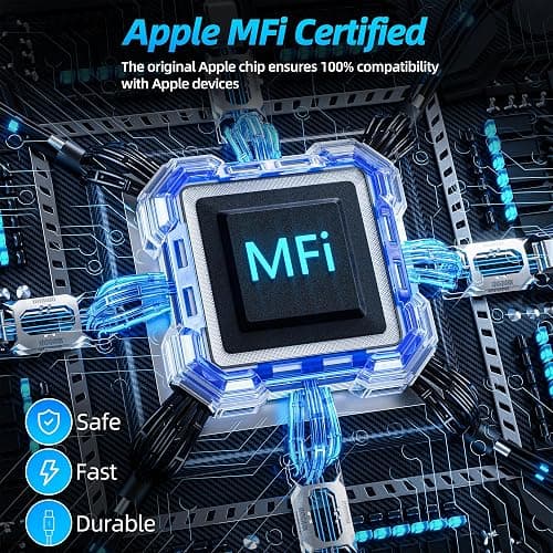 iPhone Charger 3pack 10FT Apple MFi Certified Long Lightning Cable Fast Charging High Speed Data Sync USB Cable Compatible iPhone 14/13/12/11 Pro Max/XS MAX/XR/XS/X/8/7/Plus/6S (Grey White) thumbnail 8
