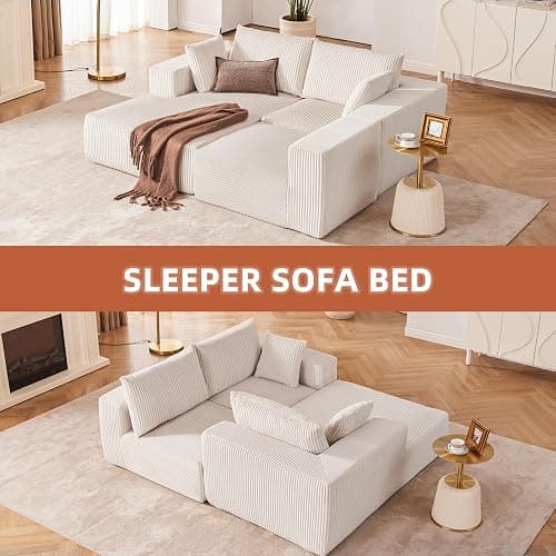 108” Modular Sectional Sofa, Cloud Sectional Couch with Deep Seat, Modern Modular L-Shape Sofa Couch with Chaise,Upholstered Boneless Couches for Living Room Bedroom (Beige, Left Facing Chaise) thumbnail 4