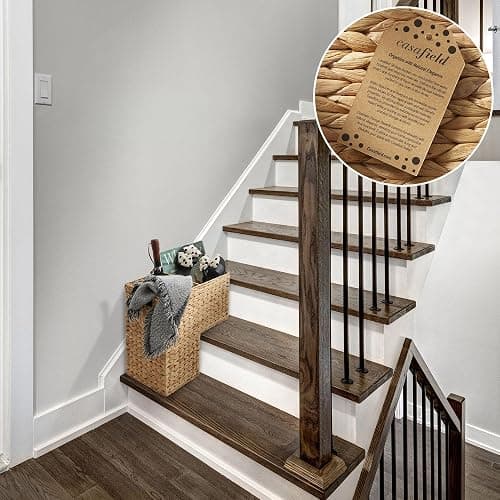 Casafield Stair Step Basket with Handles, Natural - Woven Water Hyacinth Staircase Basket Storage Bin Organizer thumbnail 3