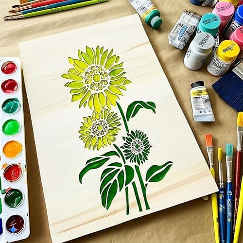 DLY LIFESTYLE Large Sunflower Stencil for Painting (12x15 Inches) - Flower Stencils for Crafts Reusable for Walls, Fabric, Furniture - Wall Stencil - Floral Stencils for Painting on Wood thumbnail 3