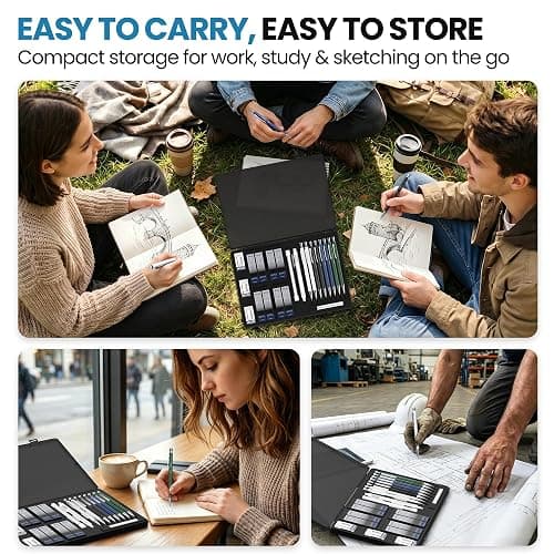 WUO 0.5 & 0.7 mm Mechanical Pencils with Eraser Pen Storage Case, 8 PCS | Metal Drafting Pencil Set, 480 HB Lead Refills, 3x4B Erasers, 11 Eraser Refills for Artist Writing Drawing Sketching thumbnail 7