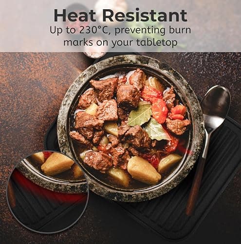 Linda's Essentials Silicone Trivets for Hot Pans and Pots (2 Pack) - Multipurpose Silicone Heat Resistant Mat and Pot Holder Trivet (30 x 23cm) - Heatproof Mats for Kitchen (Black) thumbnail 4