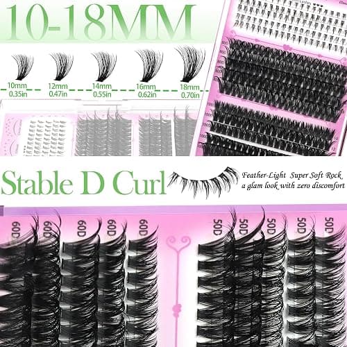 YIDUO 6 Box Mix Lashes Clusters Kit Gift Packs 1686Pcs with 2X Bond&Seal Volume Mega/Bottom Soft Extension False Eyelash D Curl Wispy Natural DIY Individual Fake Eyelashes for Beginners Bulk Pack thumbnail 4