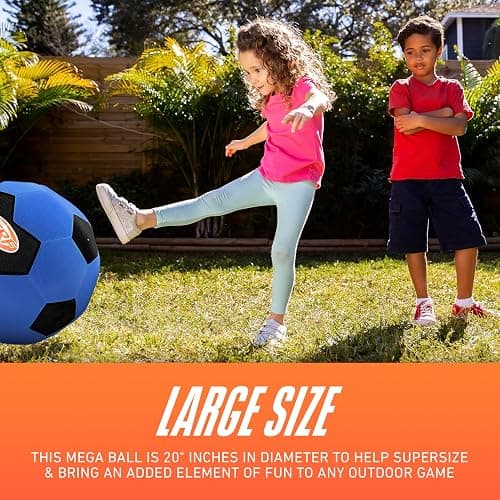 Nerf Mega Ball - 20" Inch Big Outdoor Kids Kickball, Soccer Ball, Dodgeball for Backyard Games - Giant Multi Sport Toy for Outdoor + Lawn Games - NO Pump Included thumbnail 2