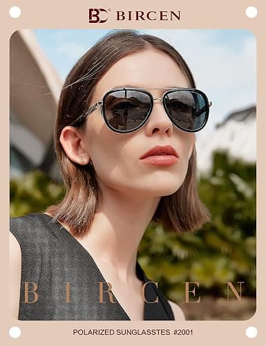 BIRCEN Polarized Sunglasses for Women UV - Protection Womens Retro Mirrored Shades with Acetate Frame BC2001 thumbnail 2