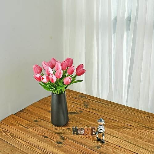 ONLY ART Artificial Pink Tulips 20 Pcs – 13.5 Inch PU Faux Flowers with Bendable Stems for Home Décor, Wedding Centerpieces, DIY Floral Arrangements, New Year and Valentine's Day thumbnail 5