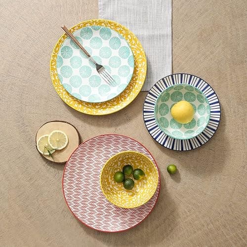 Selamica Ceramic Dinnerware Sets, 12-Pieces Plates and Bowls Sets, Scratch Resistant Dishes set for 4, Dishwasher & Microwave Safe, Assorted Colors thumbnail 5