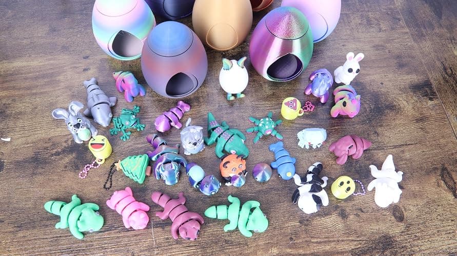 3D Printed Mystery Animal Fidget Pack, 10 Pieces, Fun and Unique Articulated Designs with Revolving Egg Easter thumbnail 2