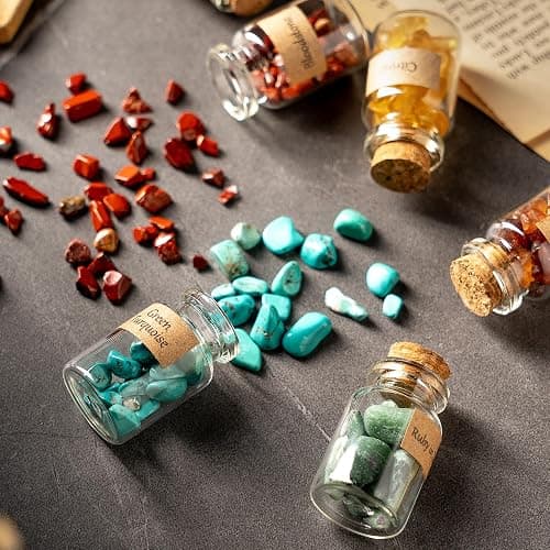KHOCOEE 48pcs Different Crystals and Healing Stones, Gemstone and Crystals Bottles, Chakra Healing Crystals for Witchcraft, Great Choice for Gift, Collection and Home Decor thumbnail 8