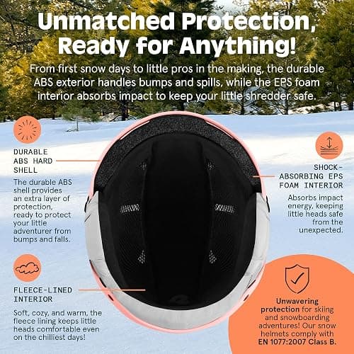 Comstock Kids Ski & Snowboard Helmet with ABS Shell, EPS Impact Protection & 10 Cooling Vents - Adjustable Winter Sports Gear, Goggle Clip thumbnail 3