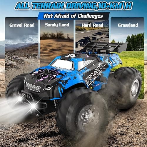 Barlisam Remote Control Car, All-Terrain Remote Control Truck for Boys, Headlight, 1:20, 10KM/H, 2.4GHZ, Speed-Friendly, Sturdy, Rechargeable RC Cars for Boys 4-7 8-12 Christmas, Beginner, Kids 6-12+ thumbnail 3