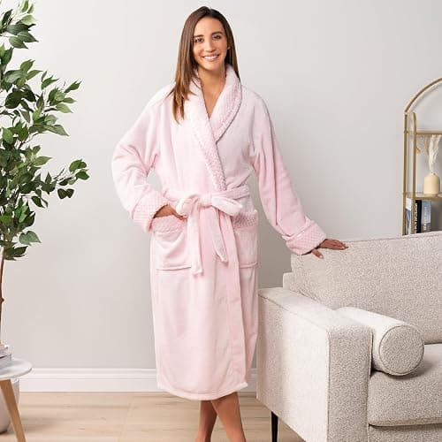 PAVILIA Soft Plush Women Fleece Robe, Cozy Warm Bathrobe, Fuzzy Female Long Spa Robe thumbnail 4