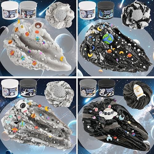 6 Pack Galaxy Slime Kit - Cloud Slime, Butter Slime & Clear Slime, Black Slime for Kids with Slime Add-ins, 360ml Slime Kit for Boys & Girls Birthday, Halloween, Christmas, Easter Party Favors thumbnail 7
