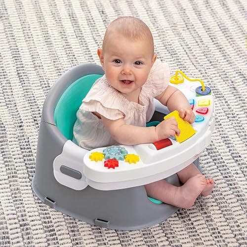 Infantino Music & Lights 3-in-1 Discovery Seat & Booster, Toddler Booster Seat for Dining Table or Kitchen Chair, Baby Activity Center & Snack Tray, Teal thumbnail 2