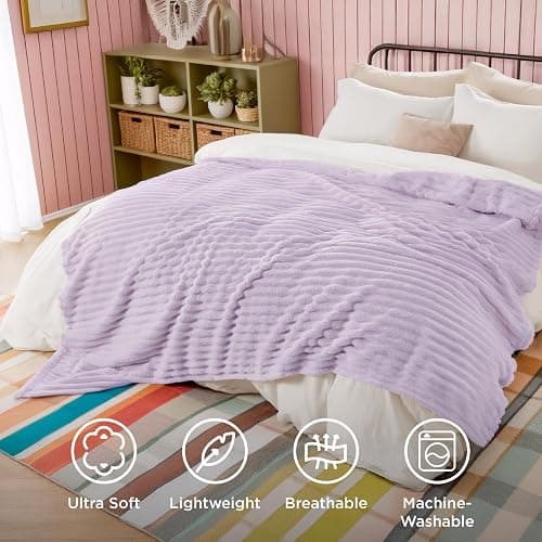 Bedsure GentleSoft Lavender Fog Full Blanket for Bed - Cozy Soft Blankets for Women, Cute Large Throws for Girls, 84x90 Inches thumbnail 7