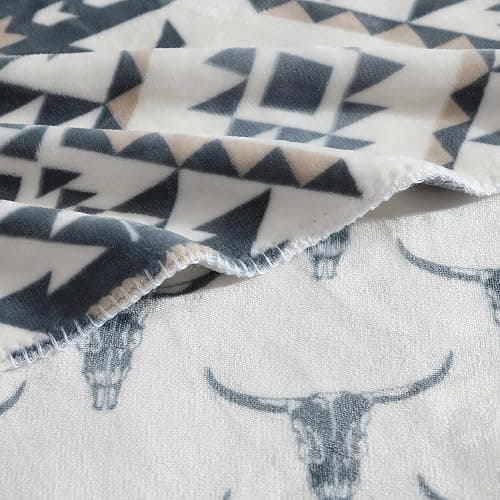 Wrangler - Blanket, Soft & Reversible Flannel Bedding, Yellowstone Inspired Throw Blanket for Couch or Bed (Dakota Grey, 60" x 70") thumbnail 4