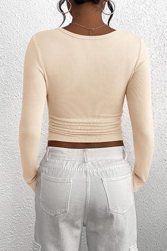 PRETTYGARDEN Women's 2025 Spring Fall Long Sleeve Henley T Shirts Button Ribbed Knit Slim Fit Casual Basic Tops Blouse thumbnail 2