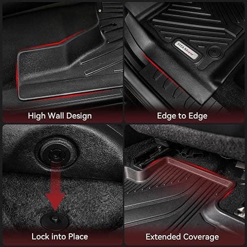 YITAMOTOR Floor Mats Fit for 2007-2013 Chevrolet Silverado/GMC Sierra 1500&2007-2014 Silverado/Sierra 2500 HD/3500 HD Crew Cab, TPE All Weather Floor Liners, 1st & 2nd Row Mats Set Accessories, Black thumbnail 6