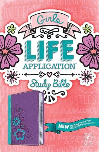 Tyndale NLT Girls Life Application Study Bible, TuTone (LeatherLike, Purple/Teal), NLT Bible with Over 800 Notes and Features, Foundations for Your Faith Sections - Image 1