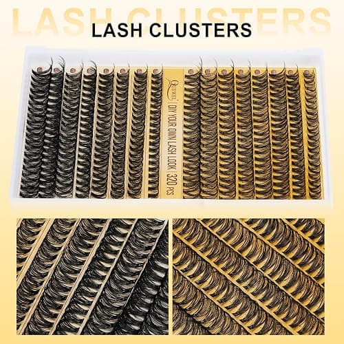 QUEWEL Lash Clusters Kit, 320 Pcs 30D+40D Lash Cluster Eyelash Extensions 9-16mm Lash Clusters Wispy Kit with Eyelash Clusters Bond and Seal Glue Remover Tweezers (30D+40D Kit) thumbnail 5