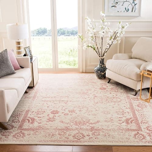 SAFAVIEH Adirondack Collection Area Rug - 5'1" x 7'6", Ivory & Rose, Distressed Vintage Floral Design, Non-Shedding & Easy to Clean, Ideal for Living Room, Bedroom, Dining Space (ADR109H) - Image 1