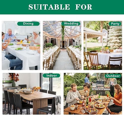 Biscaynebay Round Christmas Tablecloths 60" for Round Tables diameters from 28" to 48", Red Textured Fabric Water Resistant Folding Table Covers Washable for Dining, Kitchen, Wedding, Parties thumbnail 9