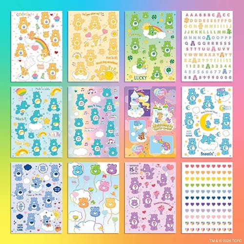 Care Bears Sticker Book, 1500 Cute Stickers for Scrapbooks, P/lanners, Features Letter, Laptops and Water Bottle for Kids Teens, School Supplies for Kids thumbnail 6