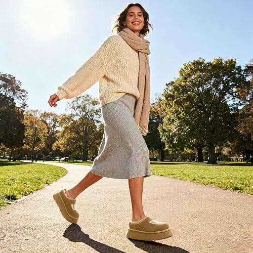 Vilanva Platform Slippers for Women Cozy Fur Lined Slip on Mary Jane Fall Shoes Warm Comfy House Slippers for Indoor Outdoor thumbnail 3