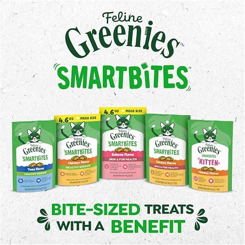 Greenies Feline Smartbites Healthy Kitten Treats for Indoor Kittens, Crunchy and Soft Natural Cat Treats, Chicken Flavor, 16 oz. Tub thumbnail 8
