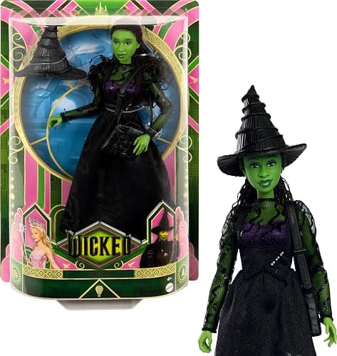 Mattel Universal Wicked Elphaba Fashion Doll & Accessories with Green Skin, Braided Black Hair, Posability & Removable Ballroom Look - Image 1