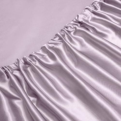 Vonty Satin Sheets King Size Silky Soft Satin Bed Sheets Luxury Lavender Sheet Set, 1 Deep Pocket Fitted Sheet + 1 Flat Sheet + 2 Pillowcases thumbnail 6