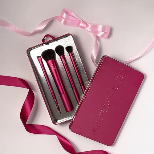 Real Techniques Blend, Set + Stash 5 Piece Holiday Makeup Brush Set with Storage Tin, Face & Eye Brushes for Foundation, Powder, Brows & Eyeshadow, Gift for Her, Cruelty-Free & Vegan thumbnail 5