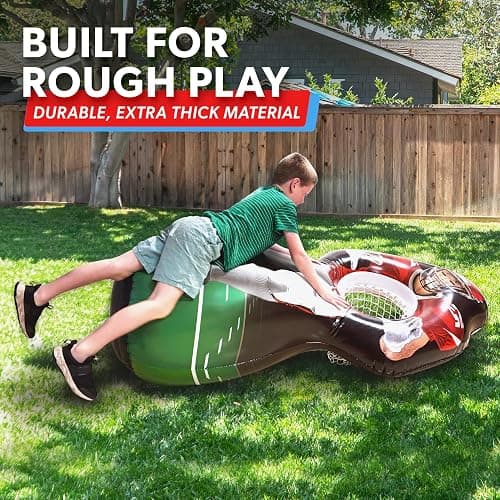 GoSports Inflataman Football Challenge - Includes 4 Rubber Footballs, Ball Pump, and Scoreboard - Inflatable Receiver Touchdown Toss Game thumbnail 4