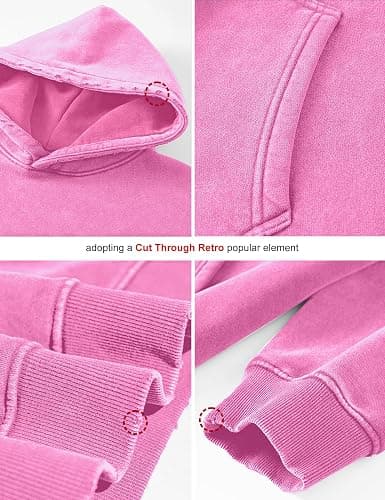 FAIABLE Womens Oversized Acid Wash Hoodie Unisex Heavyweight Cotton Hoodies Fleece Vintage Washed Sweatshirt Women Men thumbnail 6