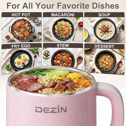 Dezin Hot Pot Electric, Rapid Noodles Cooker, Stainless Steel Electric Pot 1.6 Liter, Perfect for Ramen, Egg, Pasta, Dumpling, Soup, Porridge, Oatmeal with Temperature Control and Keep Warm Function thumbnail 6