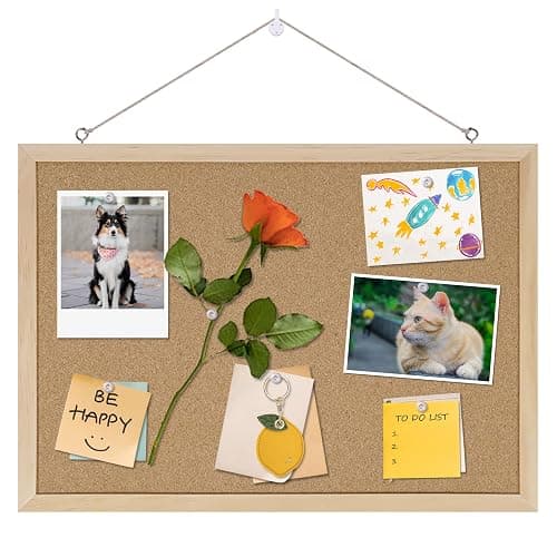 DAHAPYBOO Cork Board for Office with Pin Oak Wood Boards,17"X 12" | Bulletin Board Hanging Corkboards for Office Home School Message Board or Vision Board Decoration. - Image 1