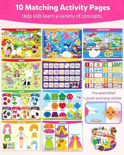 Coogam Montessori Preschool Learning Activities for Toddler Girls Age 3-5, Busy Book with Tracing & Handwriting Practice, Educational Autism Sensory Travel Toys for Girls Birthday Gifts thumbnail 4