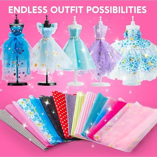Klever Kits 400+PCS Fashion Design Crafts for Kids, Art and Crafts, DIY Sewing Kits with 3 Mannequins for Girls Aged 8-12, Birthday Presents, Toys for Kids thumbnail 7