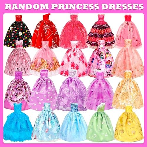 138 Pcs Doll Clothes and Accessories, 5 Wedding Gowns 9 Fashion Dresses 3 Tops 3 Pants 3 Bikini Swimsuits 20 Shoes for 11.5 inch Doll Christmas Stocking Stuffers Girls Gift Age 5-7 8-10 thumbnail 3