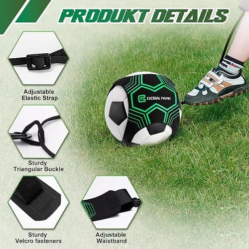 Global Park Soccer Trainer Adjustable Waist Belt - Football Training Equipment Aid for Ball Control, Passing & Shooting, Kick Throw Trainer Solo Practice Volleyball, Rugby for Kids Adults at Home thumbnail 2