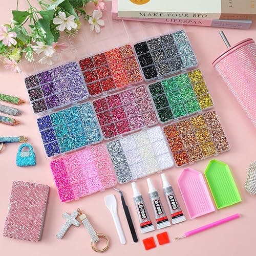 LERBOU Bedazzling Kit 81000PCS Rhinestones, 3mm Flatback Gems Set, 9 Color Series Bling Kit with Tools for Nail Art, Crafts, Clothing & DIY Decoration thumbnail 2
