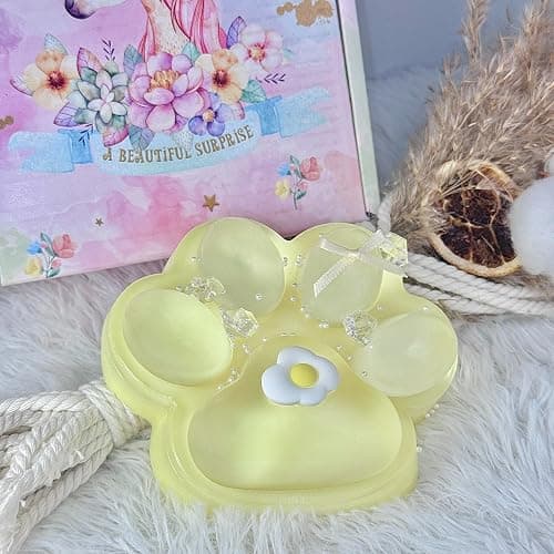 Pawfect Tail Big Taba Squishy Cat Paw, 5 in Large Paw Squeeze Toy for Stress Relief and Relax, Sticky Squishies Fidget Toys for Party Favors Novelty Things Birthday Gift (Yellow) thumbnail 3