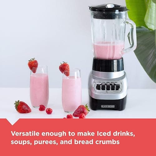 BLACK+DECKER PowerCrush Multi-Function Blender with 6-Cup Glass Jar, 4 Speed Settings, Silver thumbnail 6