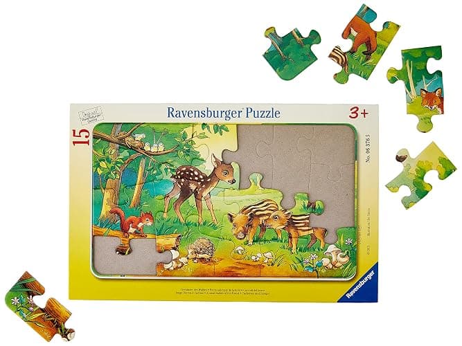 Ravensburger Kinderpuzzle - 06044 Traktor auf dem Bauernhof - Rahmenpuzzle für Kinder ab 3 Jahren, mit 15 Teilen & Kinderpuzzle - 06376 Tierkinder des Waldes - Rahmenpuzzle für Kinder ab 3 Jahren thumbnail 5