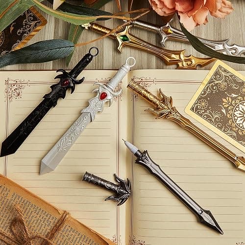 Yexiya 24 Pack Ancient Sword Pens Set Gel Ink Novelty Fun Cool Sword Plastic Gel Ink Cool Pens for Christmas Birthday Party Presents and Writing Random Style thumbnail 5